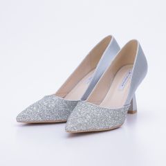 未使用》24.5 シルバー パンプス 結婚式 パーティー グリッター 