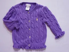 ラルフローレン ralph lauren アウトレット 子供服 女の子 9M 約 70cm ベビー服 長袖 カーディガン 紫 ピンク スモールポニー 秋 冬 ★4 トップス 冬服 ガールズ キッズ ベビー 【中古】 ユーズド リサイクル 古着