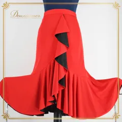 社交ダンス 衣装 スタンダード スカート レッスンウェア レディース オールシーズン SEKINE セキネ レッド系 ブラック系 赤 黒 バイカラー 派手 社交ダンス スカート ダンスウェア レディース 衣装 日本製 発表会 練習 決まりやすい 動きやすい