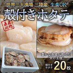 生食OK 三陸産 殻付きホタテ 20枚 世界三大漁場 宮城 新鮮 濃厚な旨味