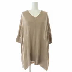 セオリーリュクス theory luxe 22SS FORTUNA SOMETTE ニット 半袖 Vネック 薄手 チュニック丈 麻 リネン混 38 M ベージュ 2201715 /BB