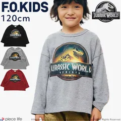 【2025秋冬新作】 キッズ ロンT 長袖 Tシャツ ジュラシックワールド 男の子 女の子 親子 お揃い 長袖Tシャツ プリントT 恐竜 男女兼用 子ども服 子供服 コットン ブラック グレー レッド エフオーキッズ  120cm R406125