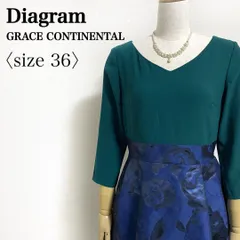 Diagram GRACE CONTINENTAL 花柄ジャガード切替 フィット＆フレア ワンピース 七分袖 36 結婚式 二次会 パーティードレス