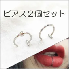 ピアス 2点 鼻 唇 フェイク 鼻ピ 口ピ メンズ レディース シルバー