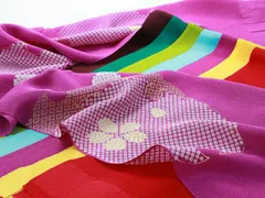 振袖用 正絹 ちりめん 縮緬 中抜き 雪輪柄プリント 帯揚げ 単品 全８色 ah-286 