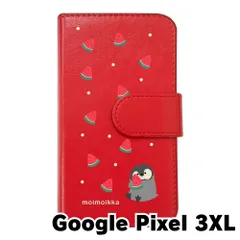 【新品未使用】Google Pixel3 XL スマホケース 手帳型 (色：レッド×柄：ペンギンとスイカ)moimoikka ペンギン 動物 flip2-pixel3xl-rd-20139