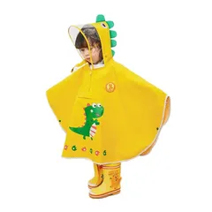 [JYZ] 子供 レインコート 恐竜 ランドセル対応 男の子 女の子 カッパ キッズレインウェア ポンチョ 雨具 かわいい 防水 透明ツバ 収納袋付き raincoat 通学 通園 アウトドア イエローBタイプ Sサイズ