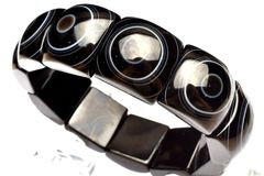 【１点物】くっきり天眼模様！ 黒天眼石　20-21x21-22mm　バングル  _MA897