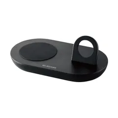 エレコム ワイヤレス充電器 置くだけ充電 Qi認証 2in1 Apple Watch 充電器はめ込み 5W [ スマホ(iPhone、Android)、イヤホン(AirPodsなど)、AppleWatch 対応］ ブラック W-QA24BK 