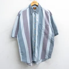 XL/古着 FADED GLORY 半袖 シャツ メンズ 90s コットン ボタンダウン 薄紺他 ネイビー ストライプ spe 25apr05 中古 トップス