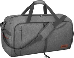 65L_グレー 65L CANWAYボストンバッグ 折りたたみスポーツバッグ スーツケース固定 大容量 靴収納旅行バッグ 軽量 (65L, グレー 65L)