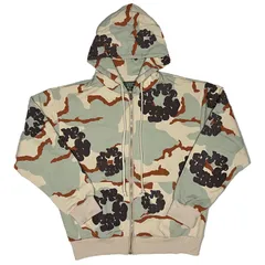 デニムティアーズ  フラワープリント カモデザイン ジップアップパーカー カーキ