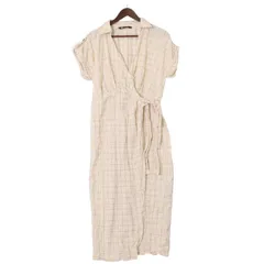 ZARA ザラ 春夏 現行タグ★ ウインドウペン チェック 半袖 シャツ ラップ ワンピース カシュクール ドレス Sz.S レディース