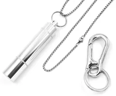 XPデザイン 携帯用 ピルケース ネックレス ペンダント キーホルダー アルミ ステンレス 防水 メモリアル (シルバー 1層2段) [シルバー 1層2段]