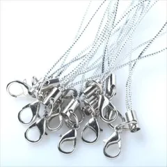 T-051 カニカン ストラップ 10本【シルバー×シルバー】 紐：銀色 金具：銀 キーホルダー ナスカン カニカン付き 携帯電話 スマホ 鍵 ハンドメイドアクセサリーパーツ