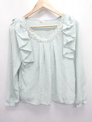 ◇ ⊂ axes femme アクシーズファム レース ビジュー 長袖 シャツ ブラウス サイズＭ ミントグリーン系 レディース E  【1506110002648】