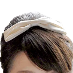 ウエディングボンネ（ヘッドドレス）シルクサテンのリボンが上品なボンネ  （ヘッドアクセ ウエディングアクセサリー ヘアアクセサリー ブライダル 結婚式）[N19]