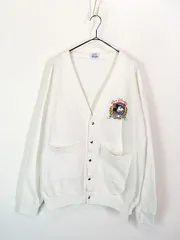 古着 80s USA製 Disney Mickey ミッキー パチポケ スウェット スナップ カーディガン XL 古着 