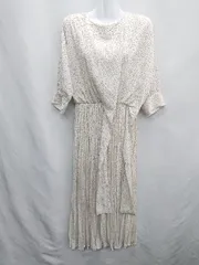 ◇ ◎ nano･universe ナノユニバース ドット柄 七分袖 ロング丈 ワンピース サイズF アイボリー レディース E  【1407020001694】