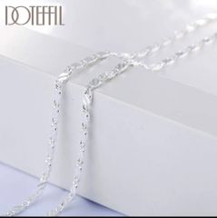 Doteffil 925スターリングシルバー16/18/20/22/24/26/28/30インチ2ミリメートルチャームチェーンネックレス女性男ファッションウェディングパーティージュエリーサイズ,40cm,45cm,50cm