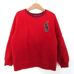 ポロラルフローレン スウェット トレーナー トップス 長袖 裏起毛 ポニーロゴ キッズ 男の子用 7サイズ レッド POLO RALPH LAUREN 【中古】