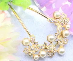 簪 かんざし バチ 和装 アンティーク パール フラワー 花 ピンクゴールド 春