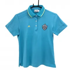 ★値下げ★アディダス 半袖ポロシャツ ライトブルー×イエロー 襟ジグザグ編み レディース L/G ゴルフウェア adidas