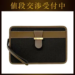 ダンヒル セカンドバッグ ブラック ブラウン 美品 キャンバス レザー 中古