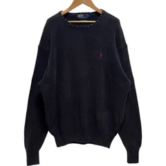 POLO by Ralph Lauren ポロ ラルフローレン ニット セーター XL 刺繍ロゴ ポニーロゴ ネイビー 紺 古着 G507