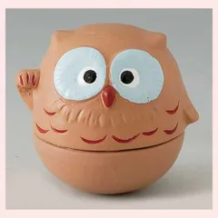 （２Ｐセット）起き上がり　ふくろう（茶）　S09-122　◎2セット目～大幅値引き対象商品　※陶器,縁起物,和,日本,民芸品,工芸品,置物,開運招福,かわいい,可愛い,レトロモダン,ファンシー,起き上がり小法師,玩具,おもちゃ,不苦労