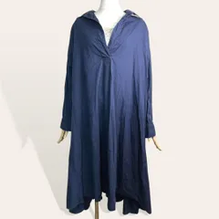 ❤️大人気 ジャーナルスタンダード JOURNAL STANDAD ネイビー ビッグシルエット Aライン レースアップ スキッパーカラー ロングワンピース Ｆ レディース 1840