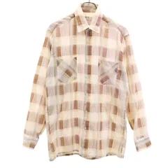 MONTGOMERY by Tibbett モンゴメリー 70s ヴィンテージ チェック柄 長袖 シャツ M ホワイト メンズ 古着