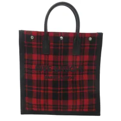 サンローラン パリ SAINT LAURENT PARIS RIVE GAUCHE リヴ・ゴーシュ 美品 ノエ トートバッグ ハンドバッグ レザー ロゴ刺繍 チェック柄 赤 レッド 632539 1220 ■GY26のサムネイル