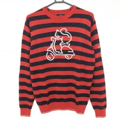 【超美品】キャロウェイ セーター レッド×ネイビー ボーダー ウール混 ニット メンズ M ゴルフウェア Callaway