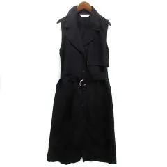 ユニクロ UNIQLO JWアンダーソン リネンブレンド ラペル ワンピース ロング ブラック 黒 M 447328