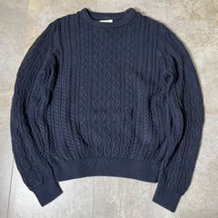 【00s】ST JOHN'S BAY  ケーブル編み  コットンニット  L size  ネイビー  セントジョンズベイ  ニット  セーター  紺色  無地  古着  y2k