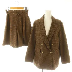 ジルバイジルスチュアート JILL by JILLSTUART タグ付き ウーリッシュセットアップ テーラードジャケット ショートパンツ ガンクラブチェック柄 S 茶 ブラウン /KO ■OSのサムネイル