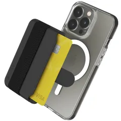 【新着商品】スマホカードケース。M-Pull シリーズ対応 12 13 14 Plus Tab Promax Pro 15 iPhone クレジットカード入れ Band SUICA PASMO 交通パス 最大3枚カード収納 マグネット内蔵タブ付き ブラック 紛