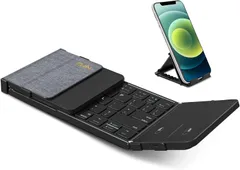 【2023年業界新登場 ワイヤレス キーボード】Ewin Bluetooth 折り畳み フルサイズ タッチパッド搭載 3つデバイス同時切替可能 Type-C充電式 Windows/Mac/iOS/Android対応 iPad 日本語説明書付き