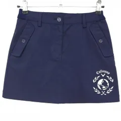 【美品】キャロウェイ スカート ネイビー 地模様 ロゴ白 ストレッチ レディース SS ゴルフウェア Callaway