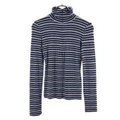 アルマーニコレッツォーニ イタリア製 ハーフジップ ボーダー カットソー 38 ブラック系 ARMANI COLLEZIONI 長袖 レディース 【中古】  【230311】 メール便可のサムネイル