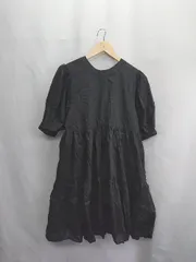 ◇ ⊂ URBAN RESEARCH lab ティアード 半袖 ミニ丈 ワンピース サイズF ブラック レディース E  【1409100002041】
