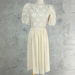 VINTAGE(ヴィンテージ) 80~90's Puff sleeve lace docking dress パフスリーブレースドッキングワンピース アイボリー EURO VINTAGE