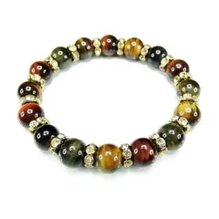 多色タイガーアイ10mmブレスレット天然石ロンデルデザイン数珠石街