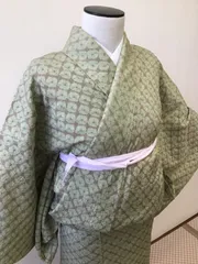 単衣　単衣着物　結城絞り　結城玉紬　紬着物　紬　着物　きものやまと　t-136  リサイクル着物