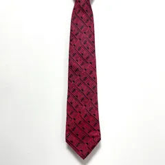 (^w^)b クリスチャンディオール  Christian Dior 幾何学模様 赤色 黒色  ネクタイ メンズ レディース ユニセックス 総柄 オシャレ かっこいい かわいい 70s80s90s ビンテージ レトロ 昭和