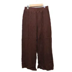 フリークスストア FREAKS STORE ニット パンツ イージー セミワイド ケーブル編み アラン模様 スリット コットン 綿 F ブラウン 茶 /HT10