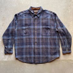 ダークブルー　チェック柄　コットン　ネルシャツ