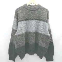 ◇ ⊇ MONO-MART モノマート モヘア 長袖 セーター ニット サイズ M ブラウン ブラック グレー メンズ E  【1502030049749】