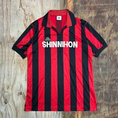 KAPPA カッパ SHINNIHON  新日本 ゲームシャツ サッカー ストライプ レッド ブラック  ACミラン タイプ 80s 90s VINTAGE 古着 ブロークコア ブロケットコア MG303
